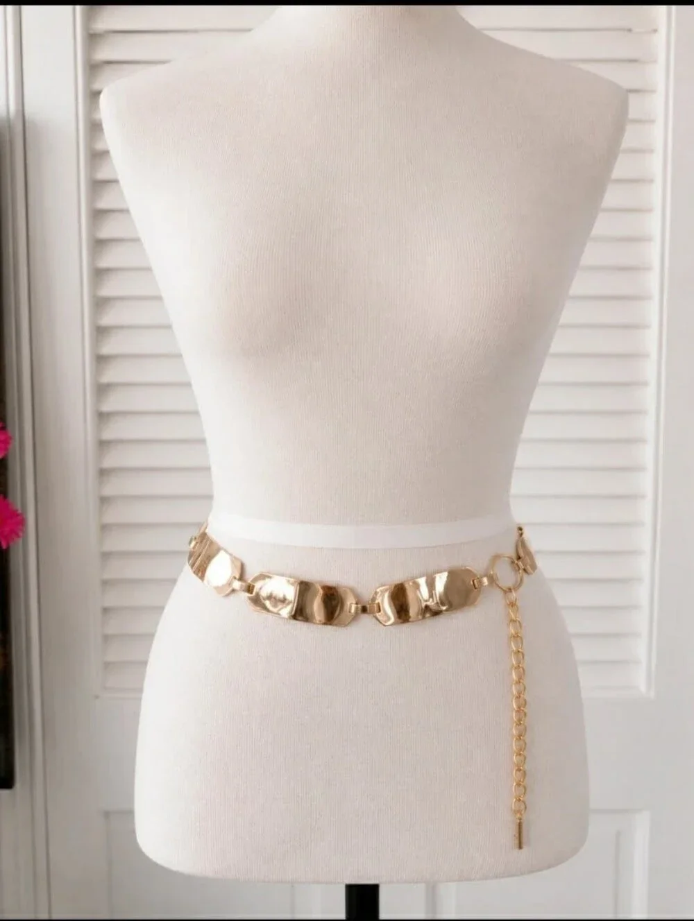 Vintage Gold Tone Statement Chain Link Belt Adjustable 33”